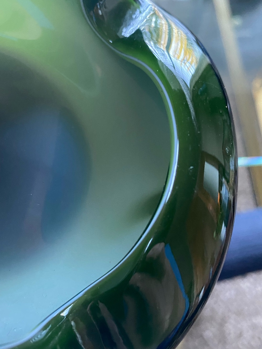 Vintage MCM Murano Style Hand Blown Sommerso Art Glass Bowl Green White Pontil - Picture 4 of 7